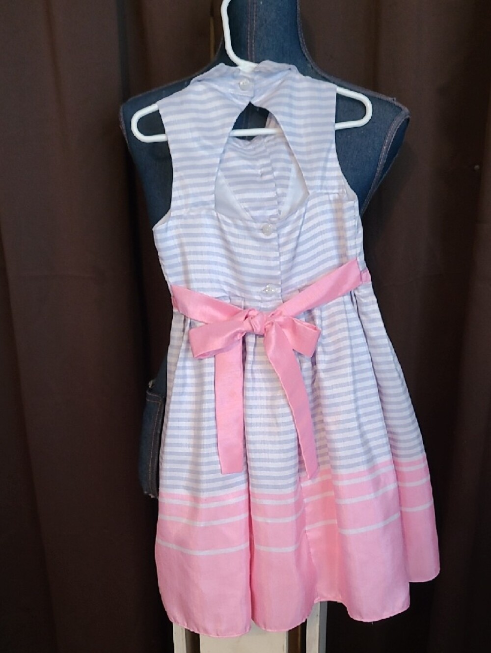 Jona Michelle White and Pink Striped Collared Fit & Flare Dress - Picture 5 of 8
